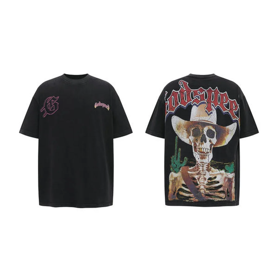 Purple Skull And Car Graphic T-Shirt — Black