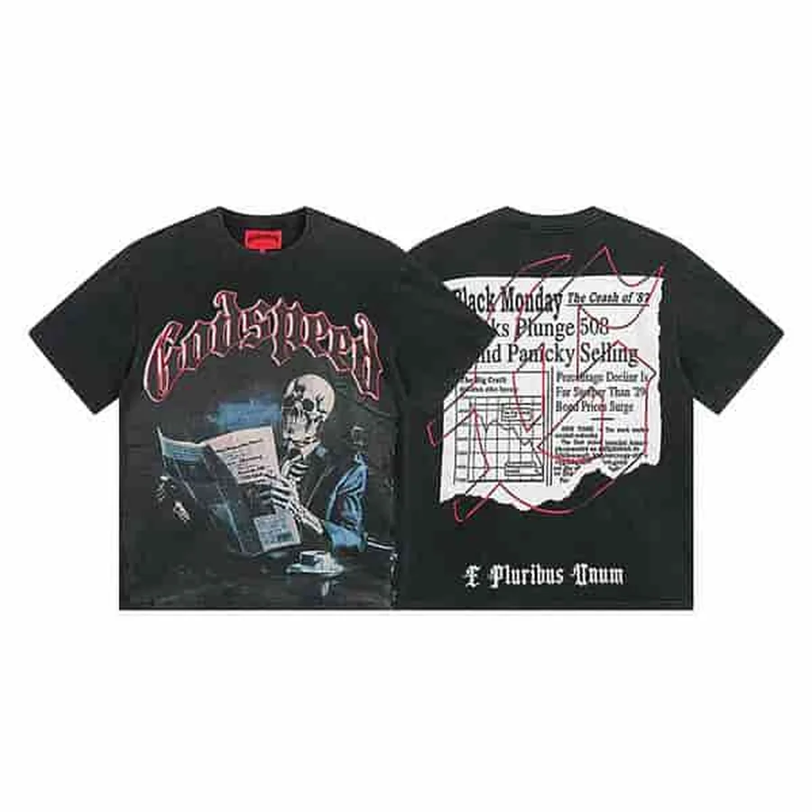Purple Skull And Car Graphic T-Shirt — Black
