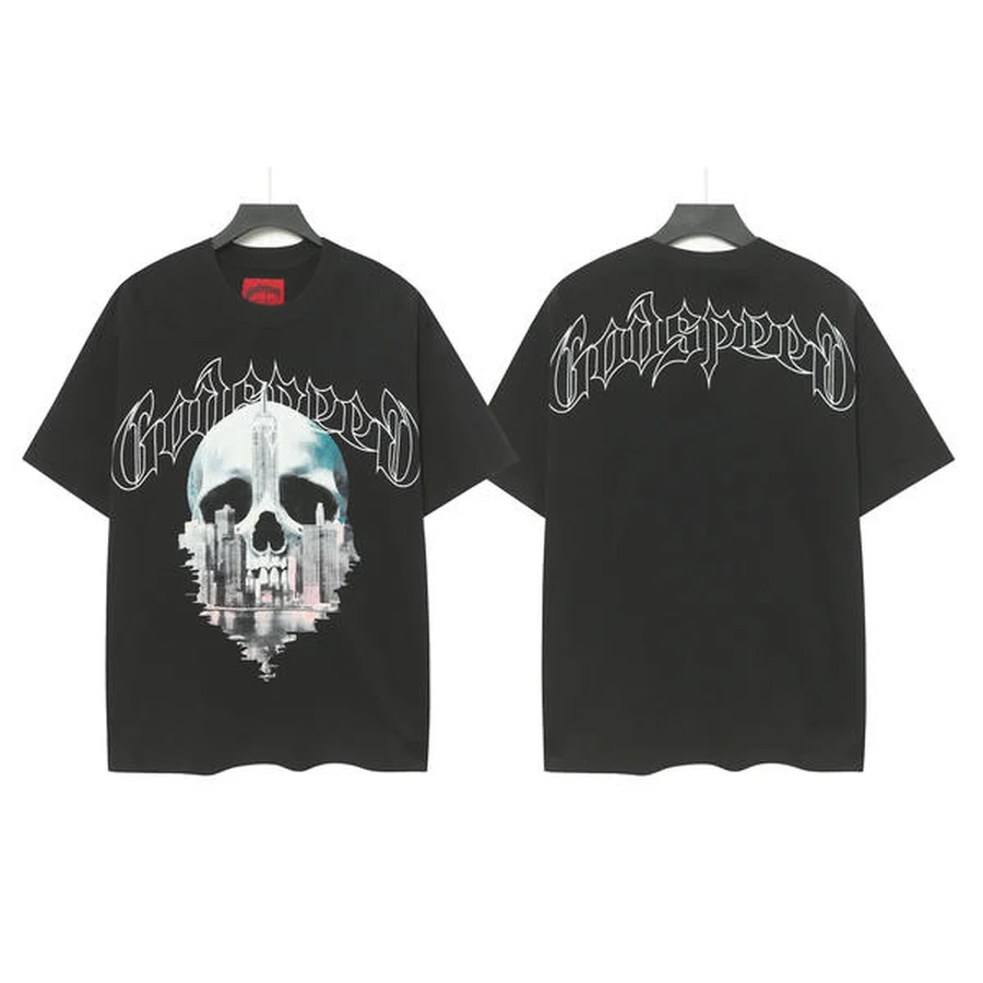 Purple Skull And Car Graphic T-Shirt — Black