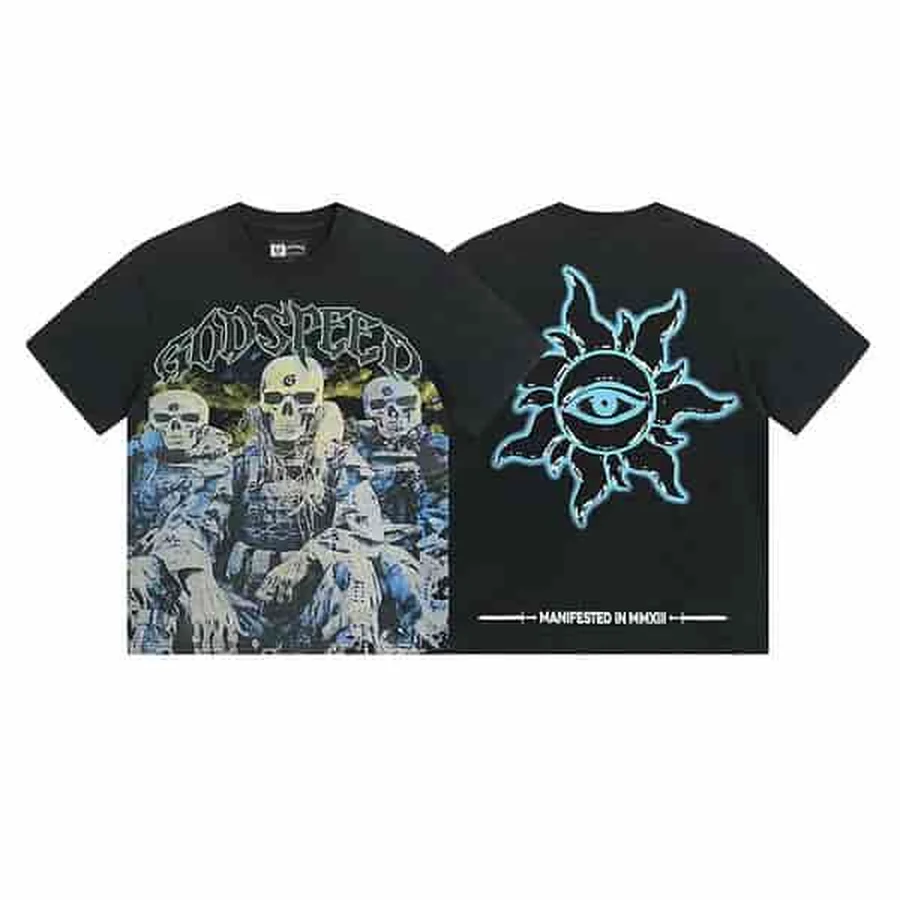 Purple Skull And Car Graphic T-Shirt — Black