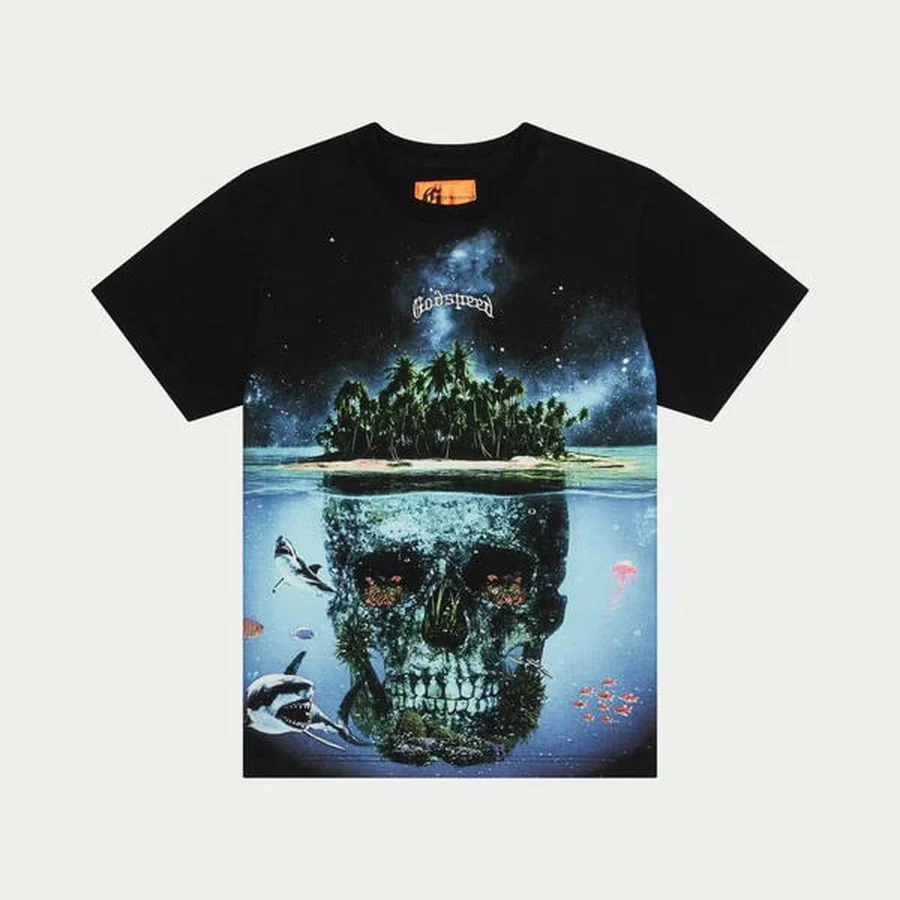 Purple Skull And Car Graphic T-Shirt — Black