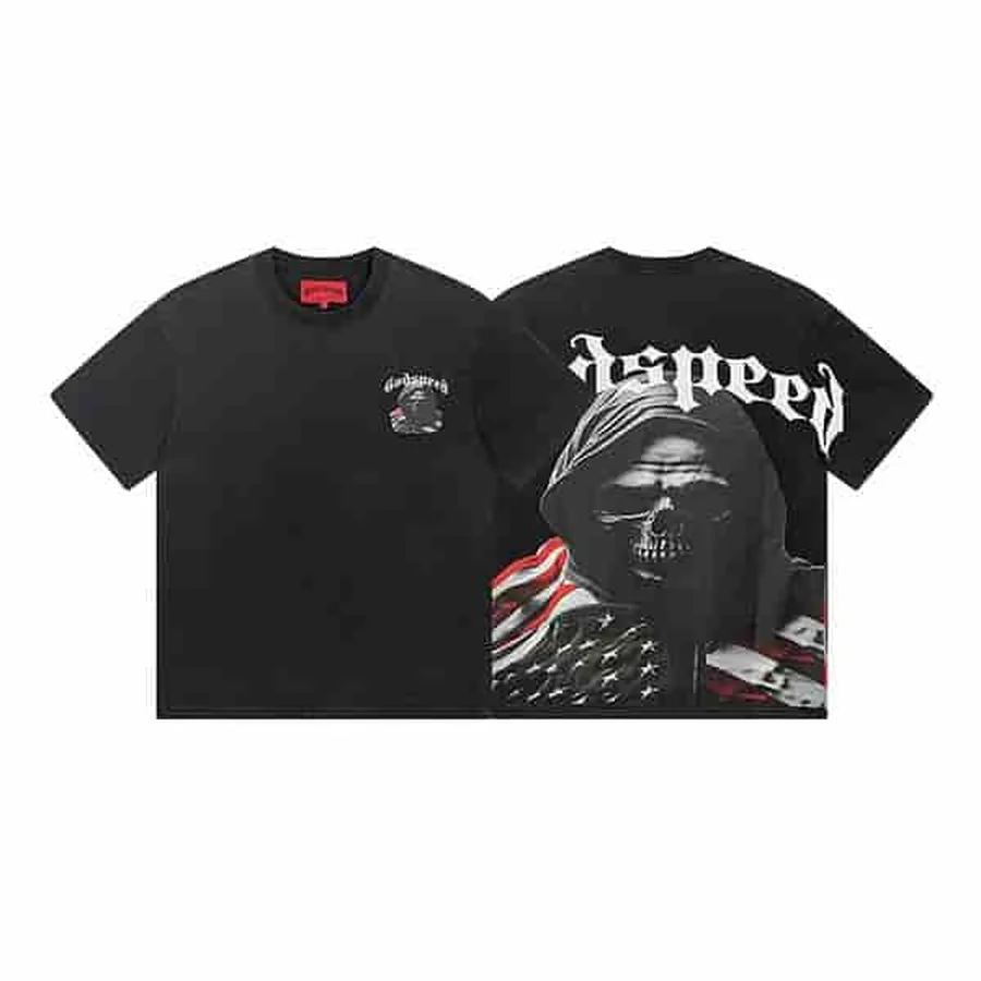 Purple Skull And Car Graphic T-Shirt — Black