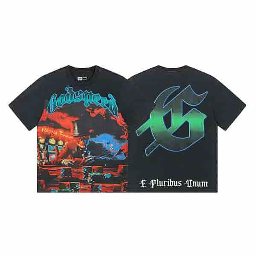Purple Skull And Car Graphic T-Shirt — Black