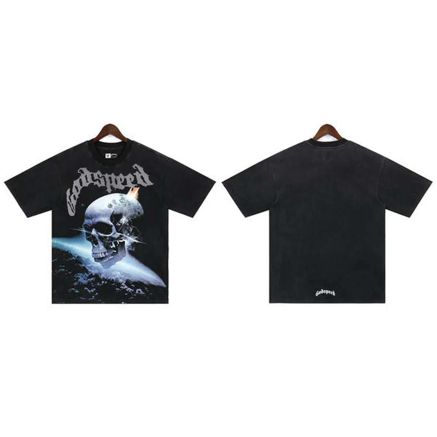 Purple Skull And Car Graphic T-Shirt — Black