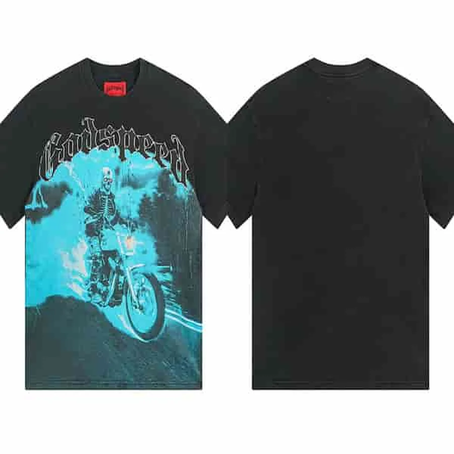 Purple Skull And Car Graphic T-Shirt — Black