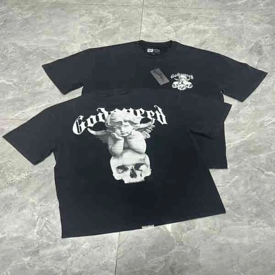 Purple Skull And Car Graphic T-Shirt — Black