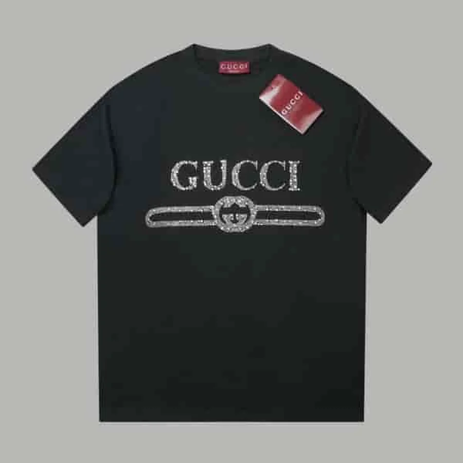 Black, White Logo With Horizontal Stripes T-Shirt — Black