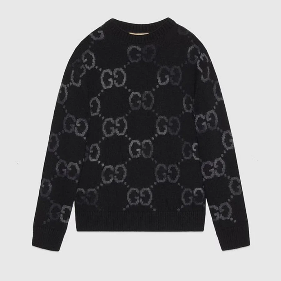 Gucci Black Jacquard Gg Monogram Pattern Sweater