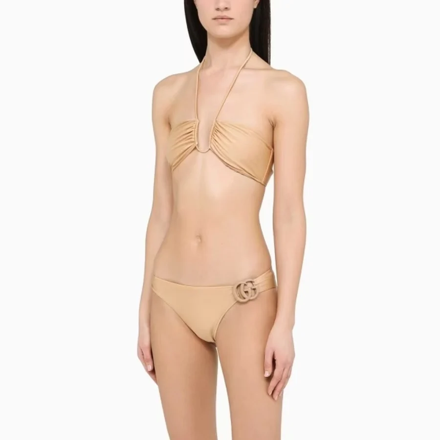 Gucci Beige Solid Color With Hardware Swim Shorts