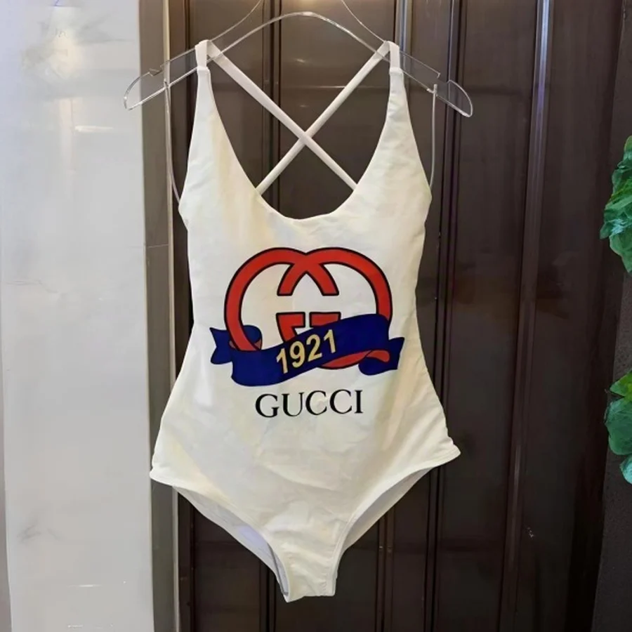 Gucci White Interlocking G Logo Banner Swim Shorts