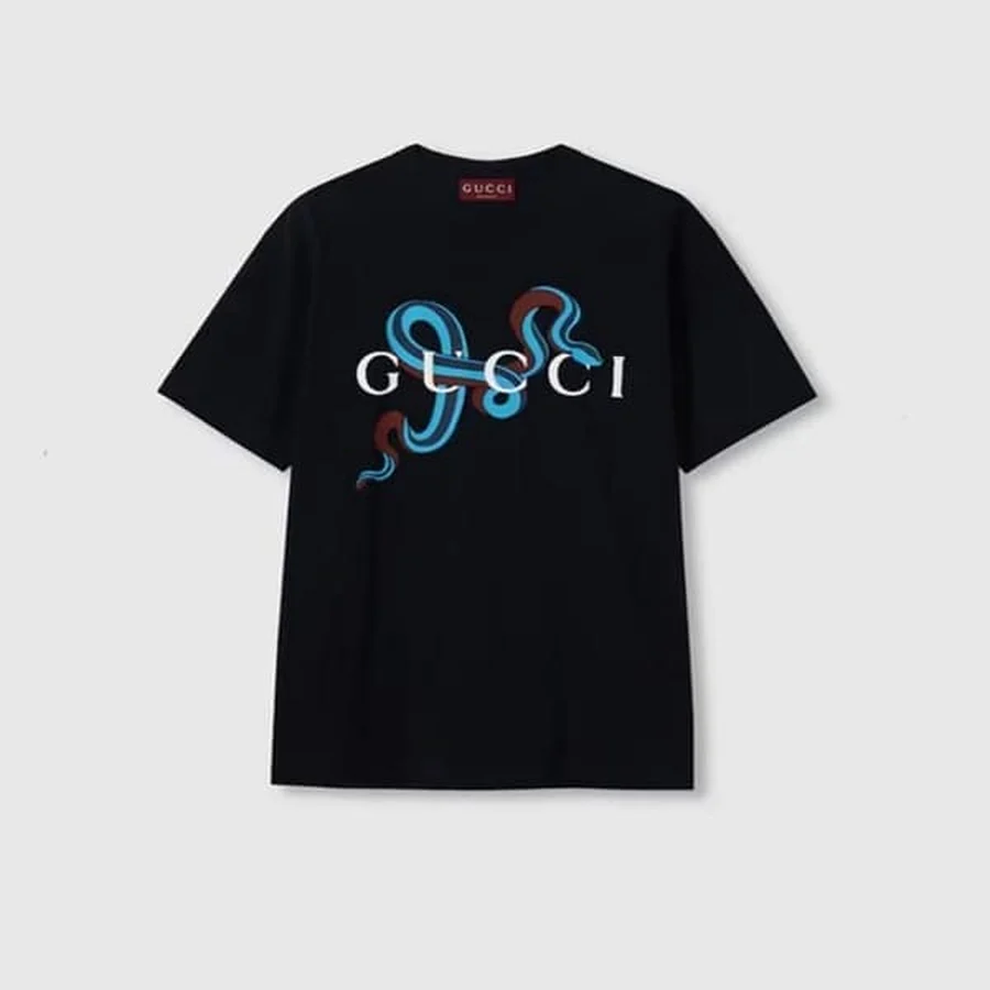 Black, White Logo With Horizontal Stripes T-Shirt — Black