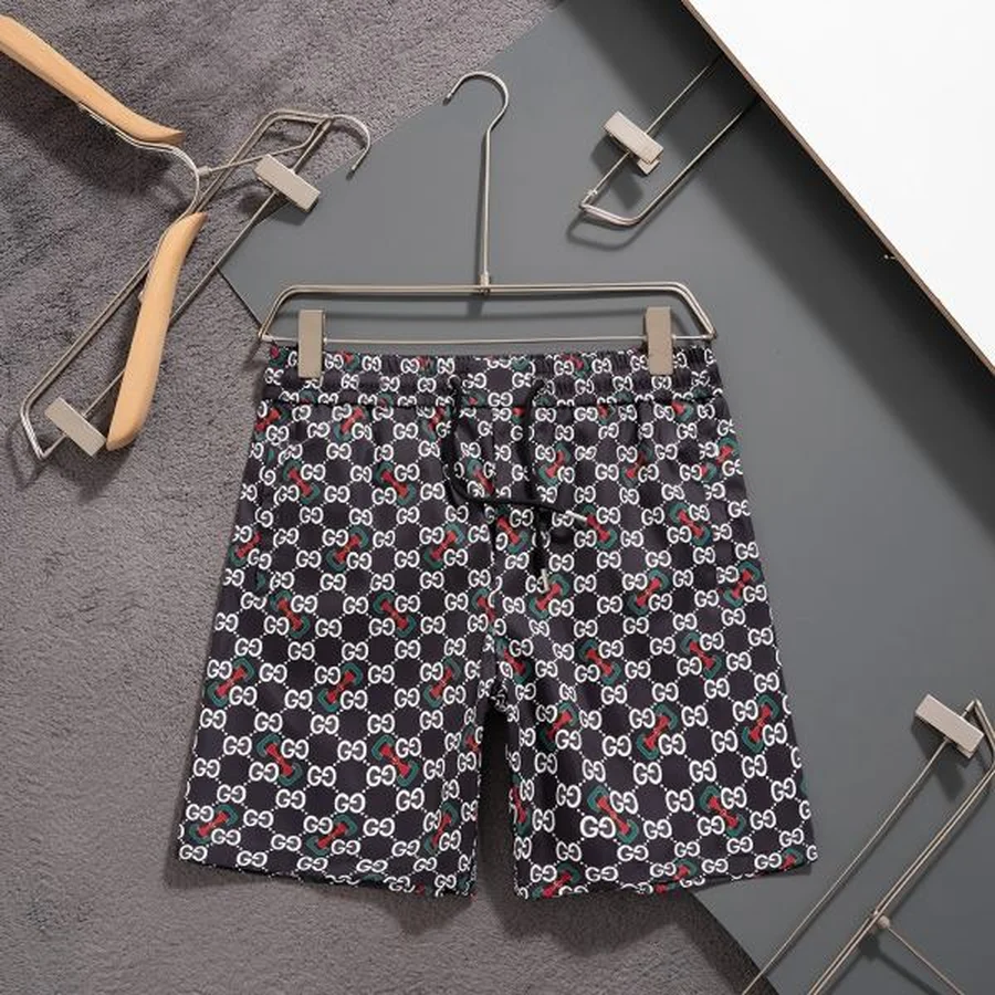 Navy All-Over Monogram Print Shorts Shorts — Black