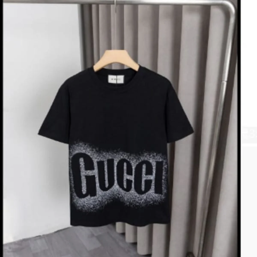 Black, White Logo With Horizontal Stripes T-Shirt — Black