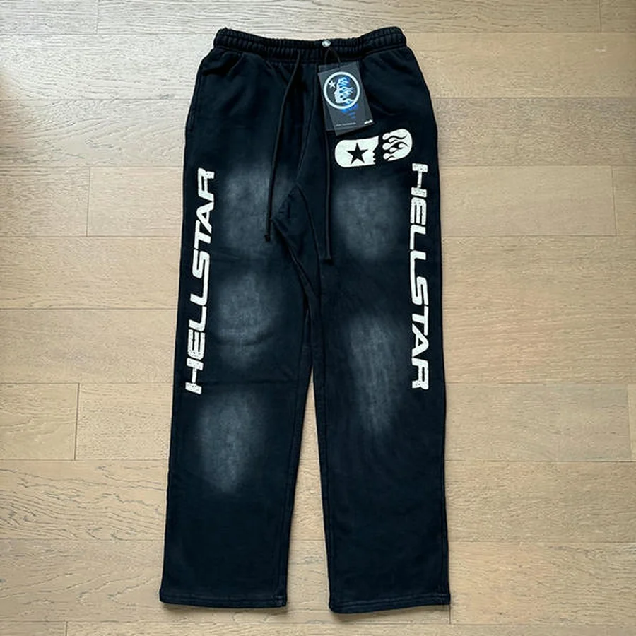 Black Tribal Flame Graphics Sweatpants — Black