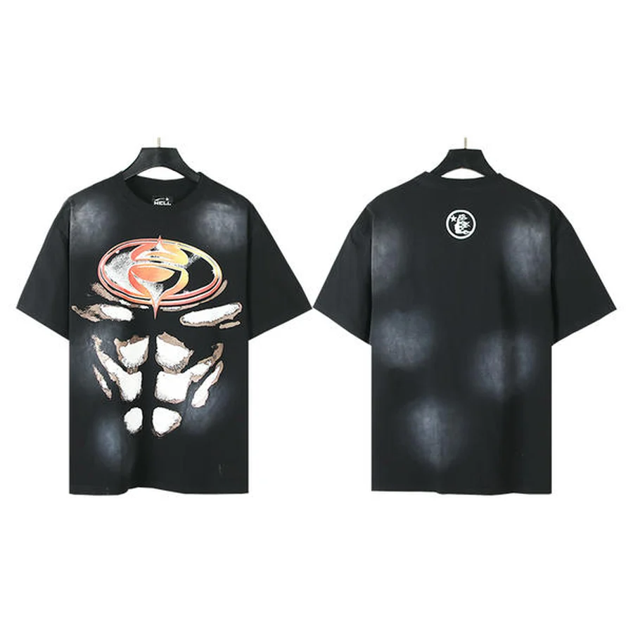 White Skeleton Ribcage Graphic T-Shirt — Black