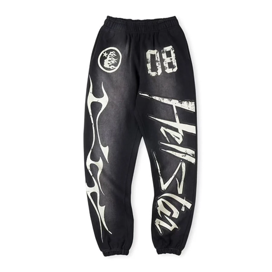 Black Tribal Flame Graphics Sweatpants — Black