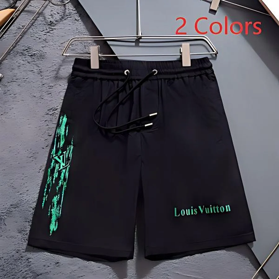 White, Multi-Color Rainbow Monogram Pattern Shorts — Black