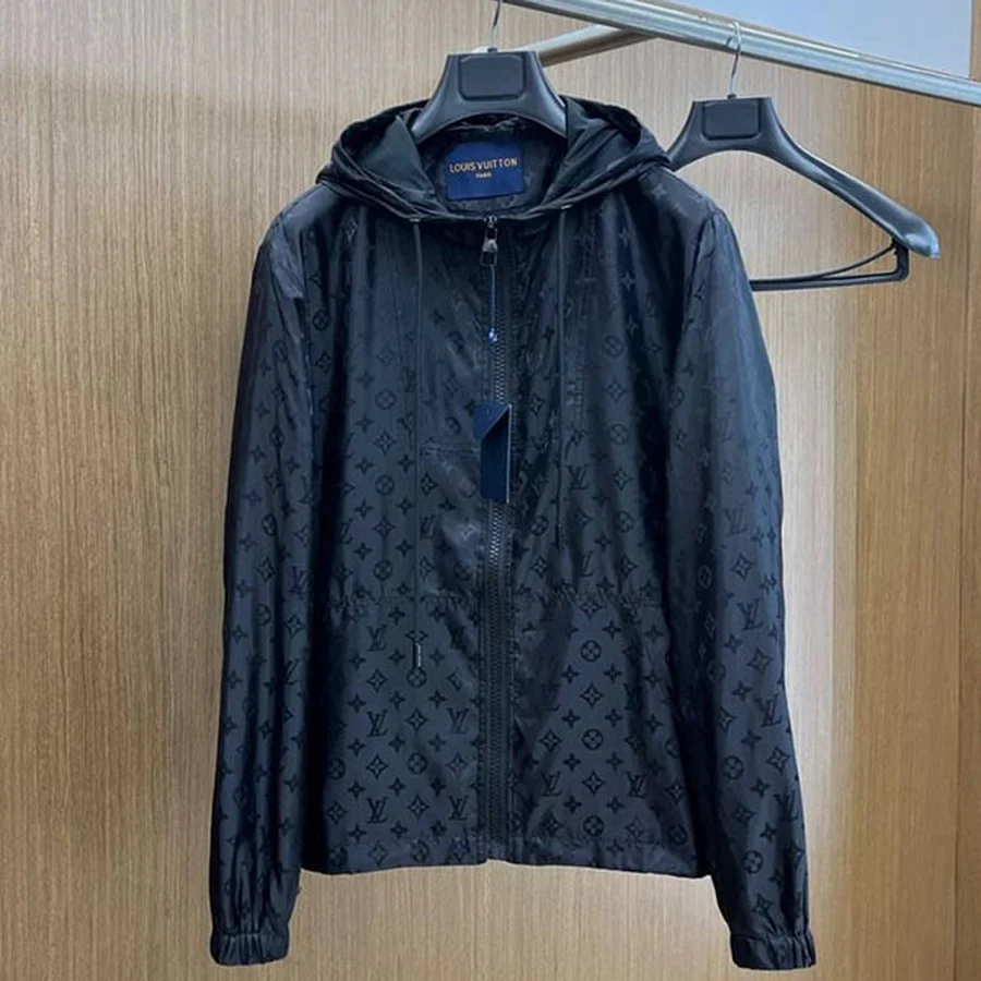 Louis Vuitton Black Allover Monogram Windbreaker Jacket
