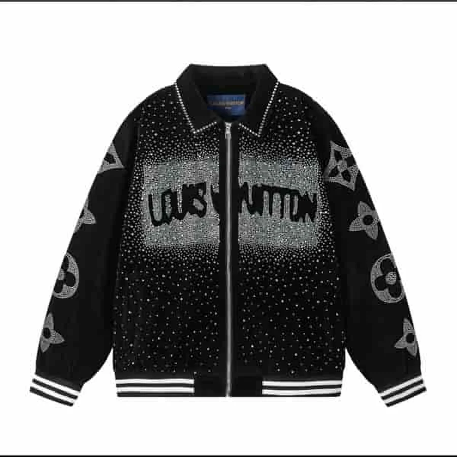 Navy, White Monogram Bandana Patchwork Print Jacket — Black