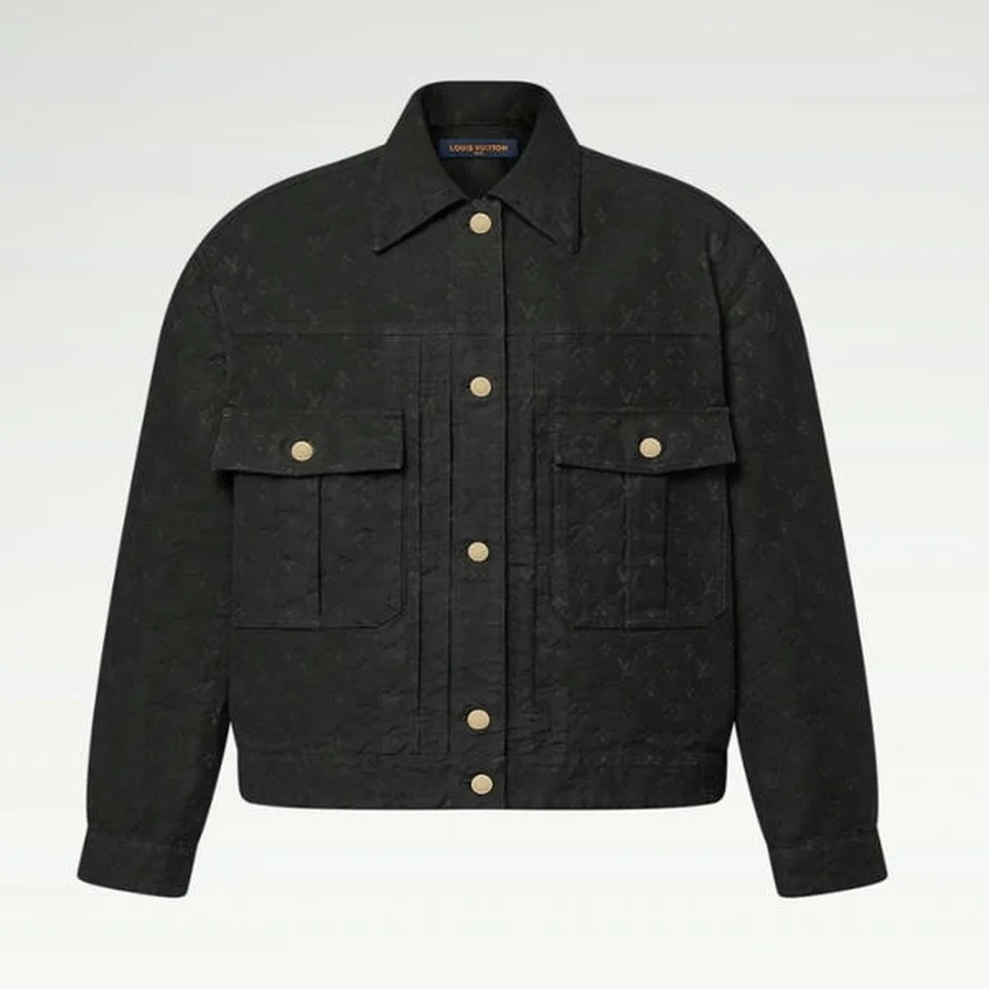 Navy, White Monogram Bandana Patchwork Print Jacket — Black