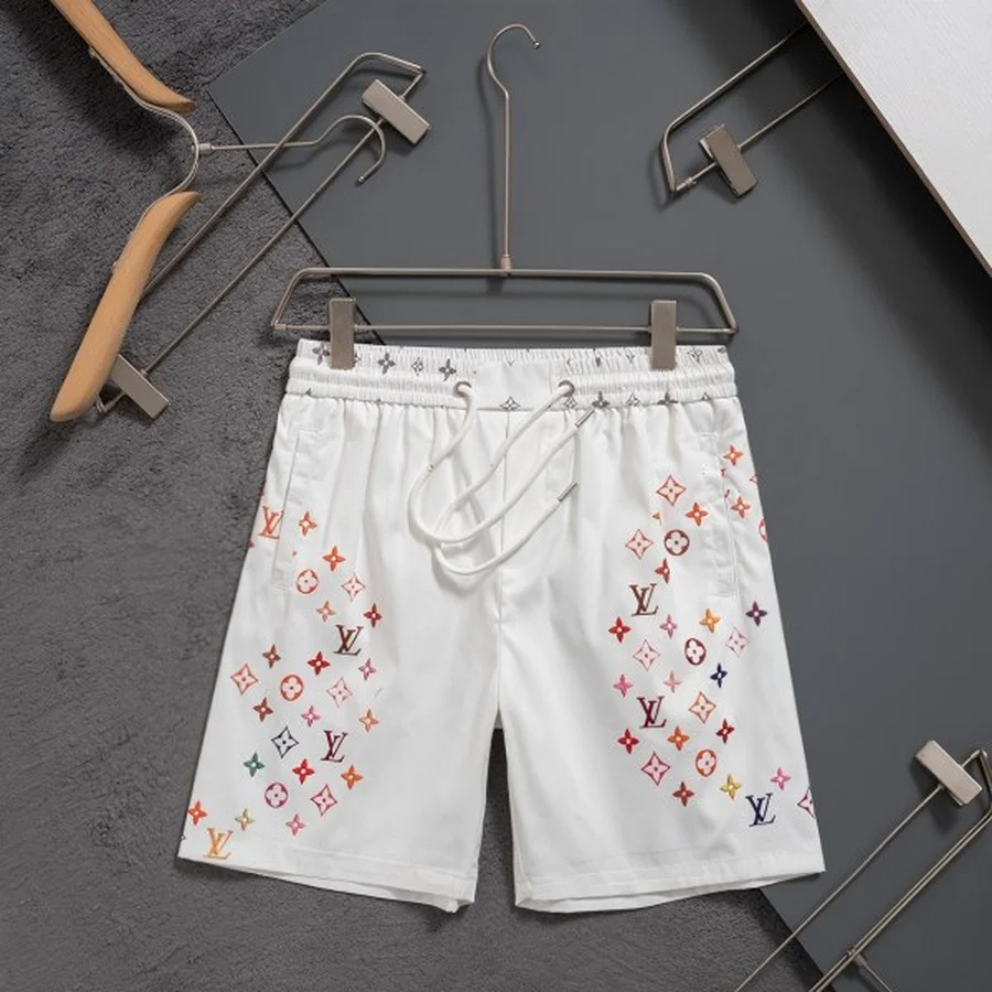 Louis Vuitton White, Multicolor Multicolor Monogram Print Shorts