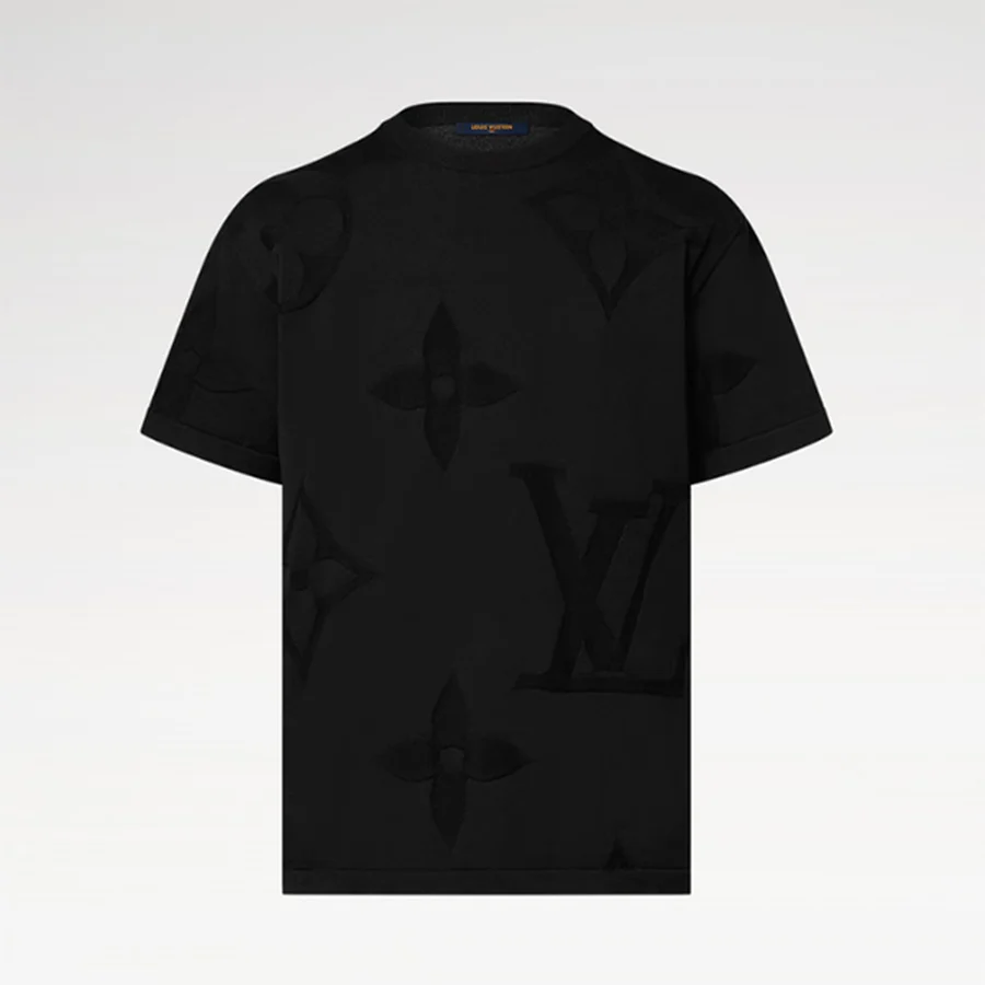 Black, White Gradient Monogram Pattern T-Shirt — Black