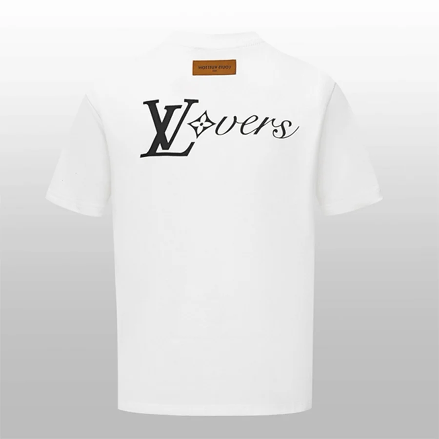White Lv Lovers Script Graphic T-Shirt