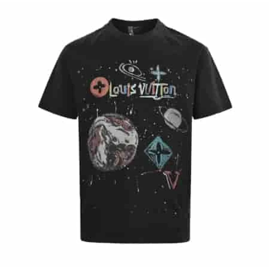 Blue Monogram Sleeve Trim T-Shirt — Black