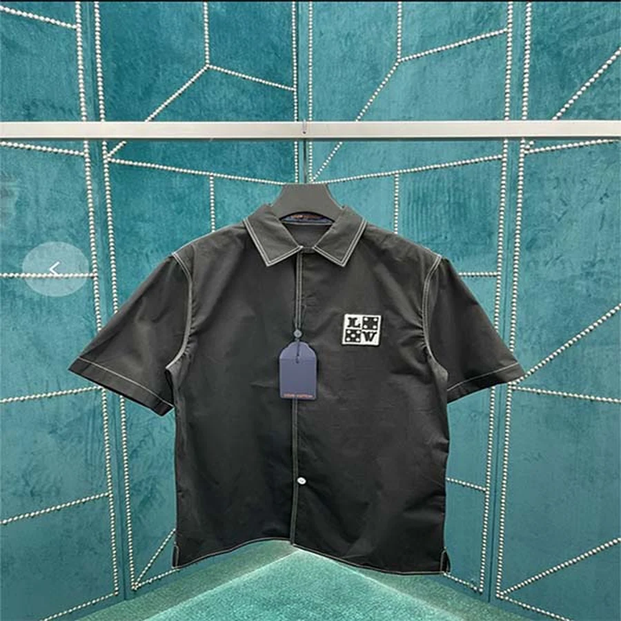 Louis Vuitton Black Short Sleeve Button-Up With Contrast Stitching Shirt