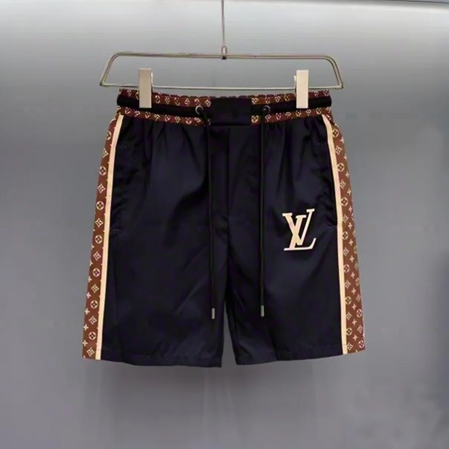 White, Multi-Color Rainbow Monogram Pattern Shorts — Black