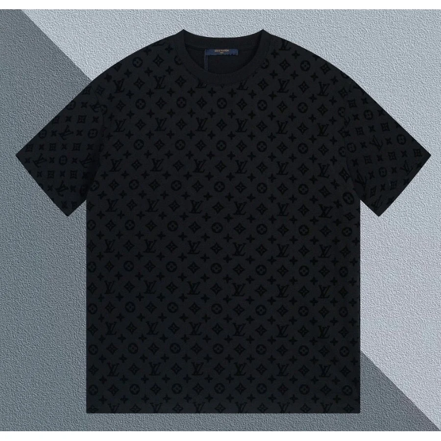 Blue Monogram Sleeve Trim T-Shirt — Black