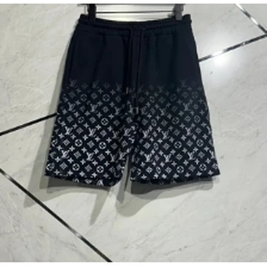 White, Multi-Color Rainbow Monogram Pattern Shorts — Black
