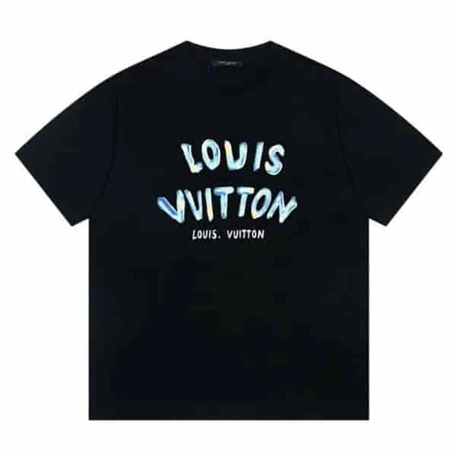 Blue Monogram Sleeve Trim T-Shirt — Black