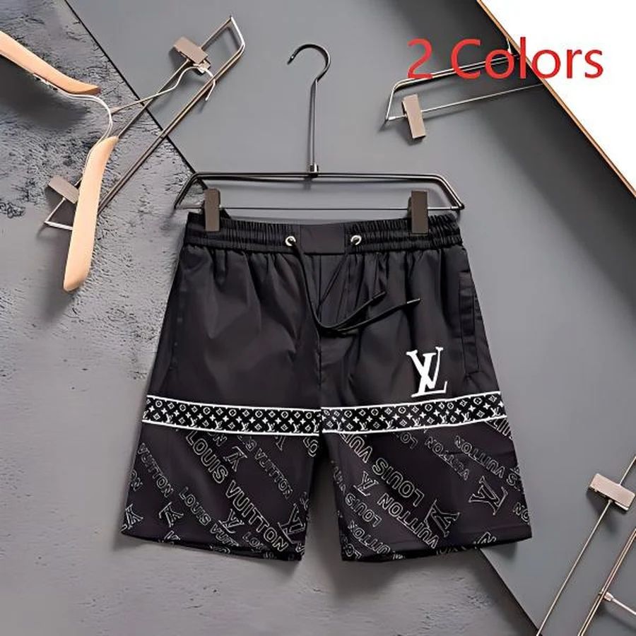 White, Multi-Color Rainbow Monogram Pattern Shorts — Black