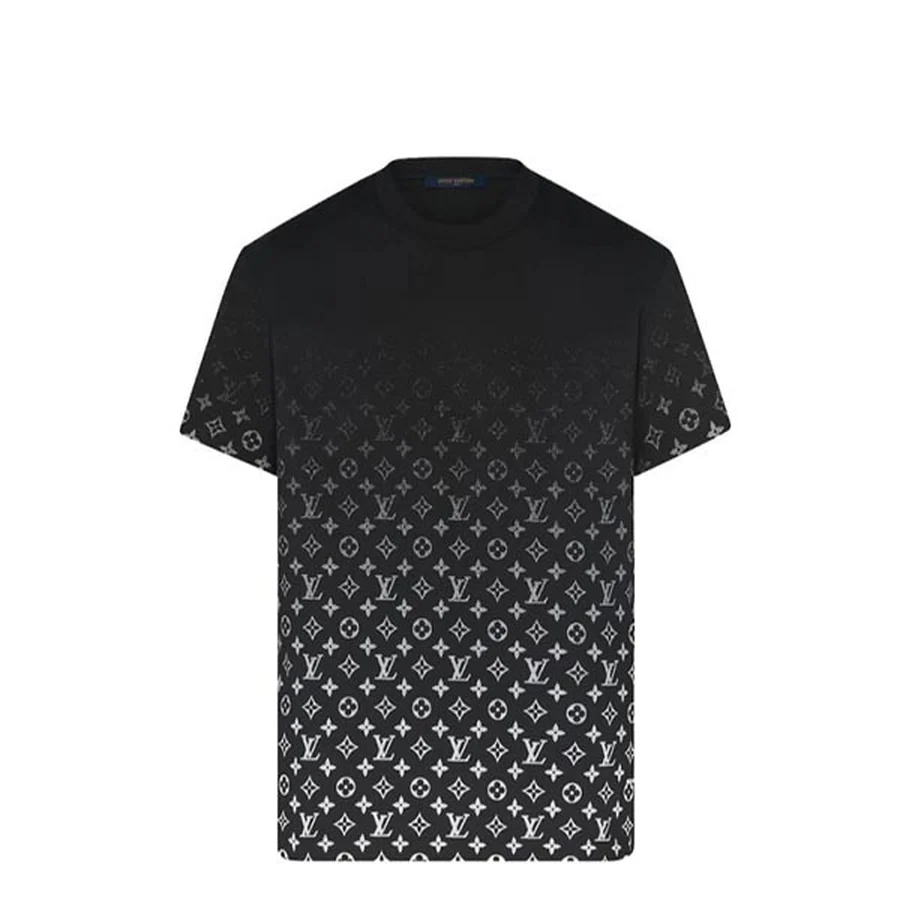 Black, White Gradient Monogram Pattern T-Shirt — Black