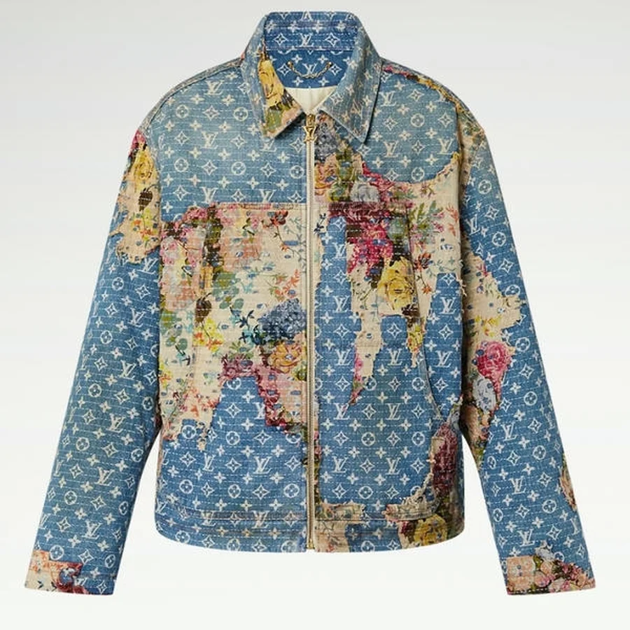 Louis Vuitton Blue, Multicolor Monogram World Map Tapestry Jacket