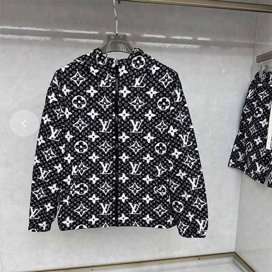 Louis Vuitton Black, White All-Over Monogram Print Jacket