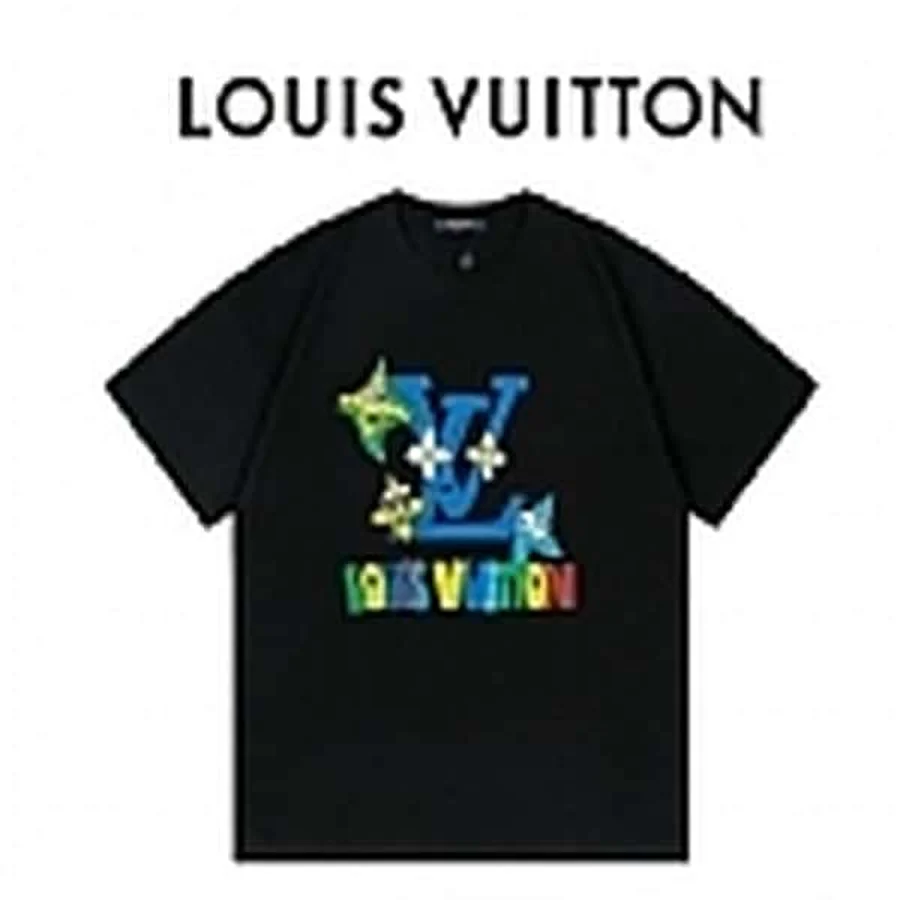 Blue Monogram Sleeve Trim T-Shirt — Black