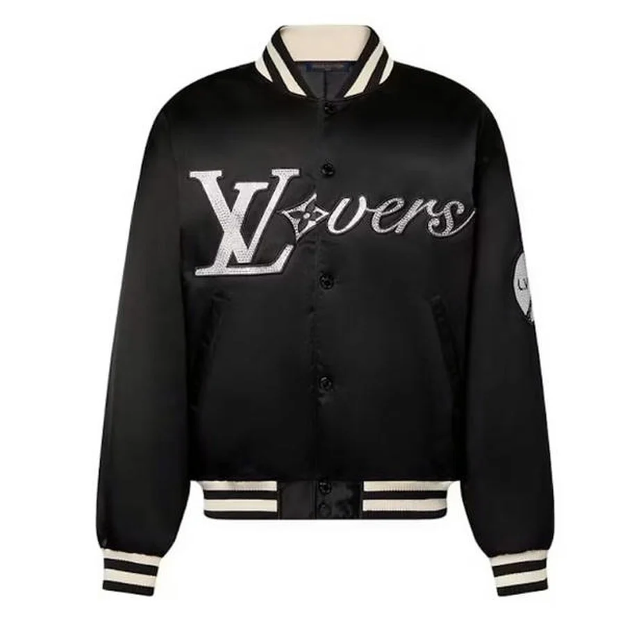 Louis Vuitton Black Varsity Jacket With Script Jacket