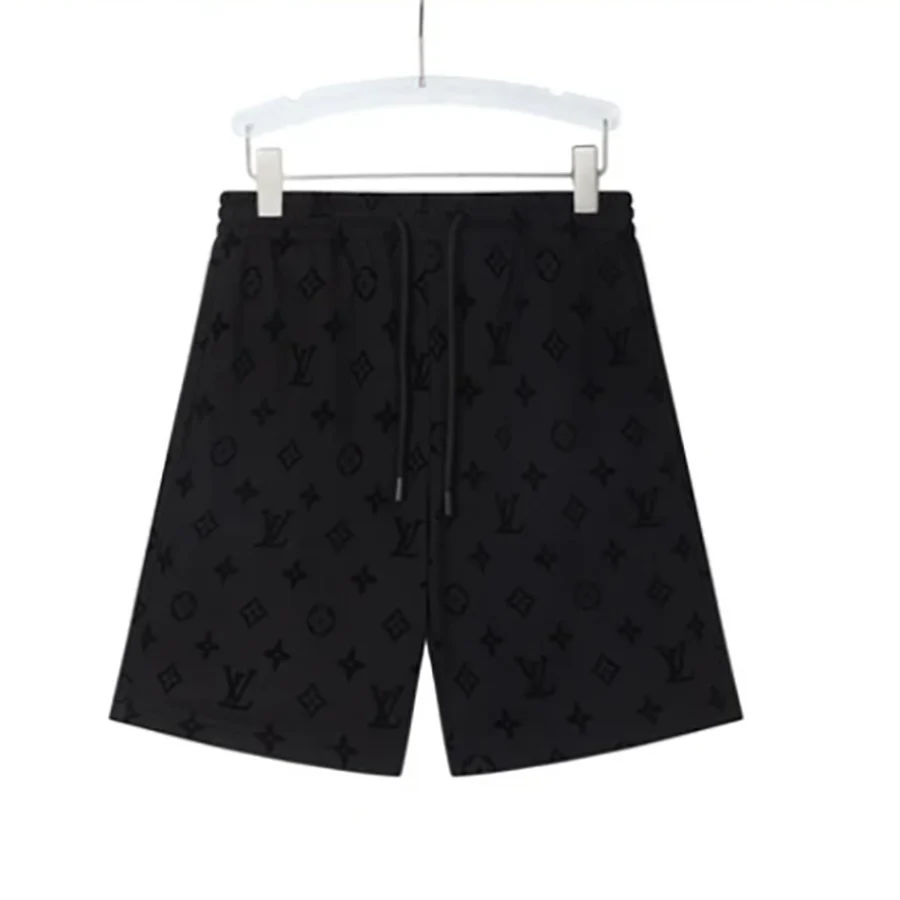 White, Multi-Color Rainbow Monogram Pattern Shorts — Black