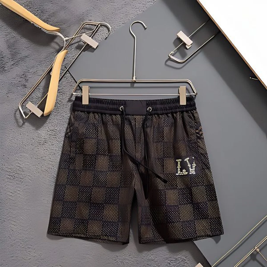 Louis Vuitton Brown, Black Checkered Mesh Shorts Shorts