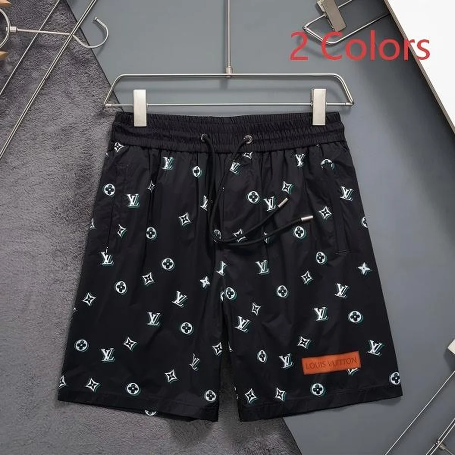 White, Multi-Color Rainbow Monogram Pattern Shorts — Black