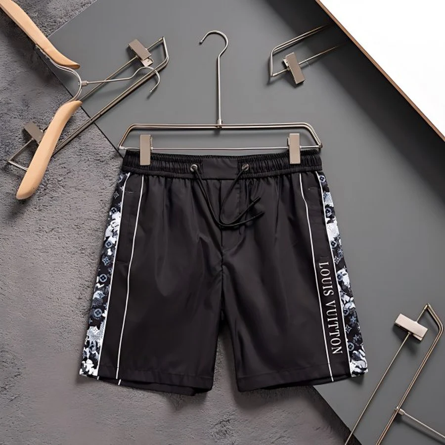 White, Multi-Color Rainbow Monogram Pattern Shorts — Black