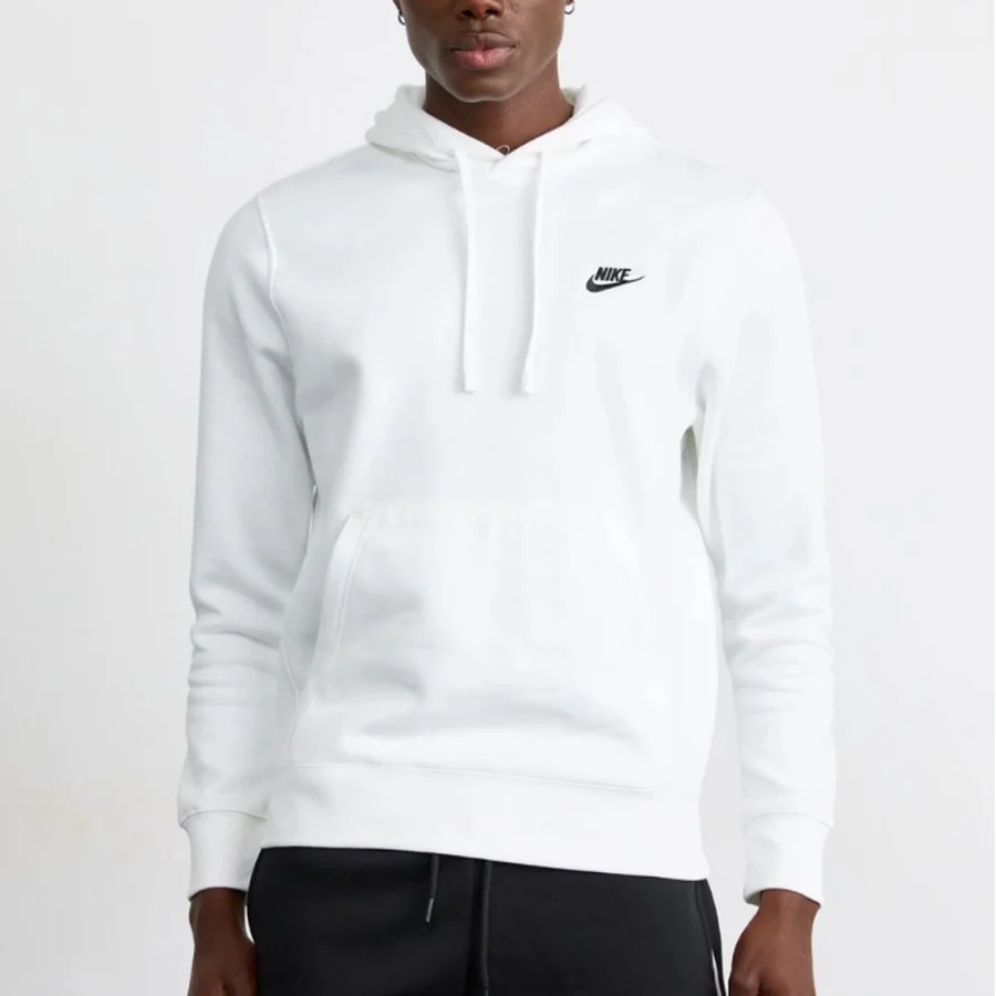 Nike White Small Chest Logo Embroidery Hoodie