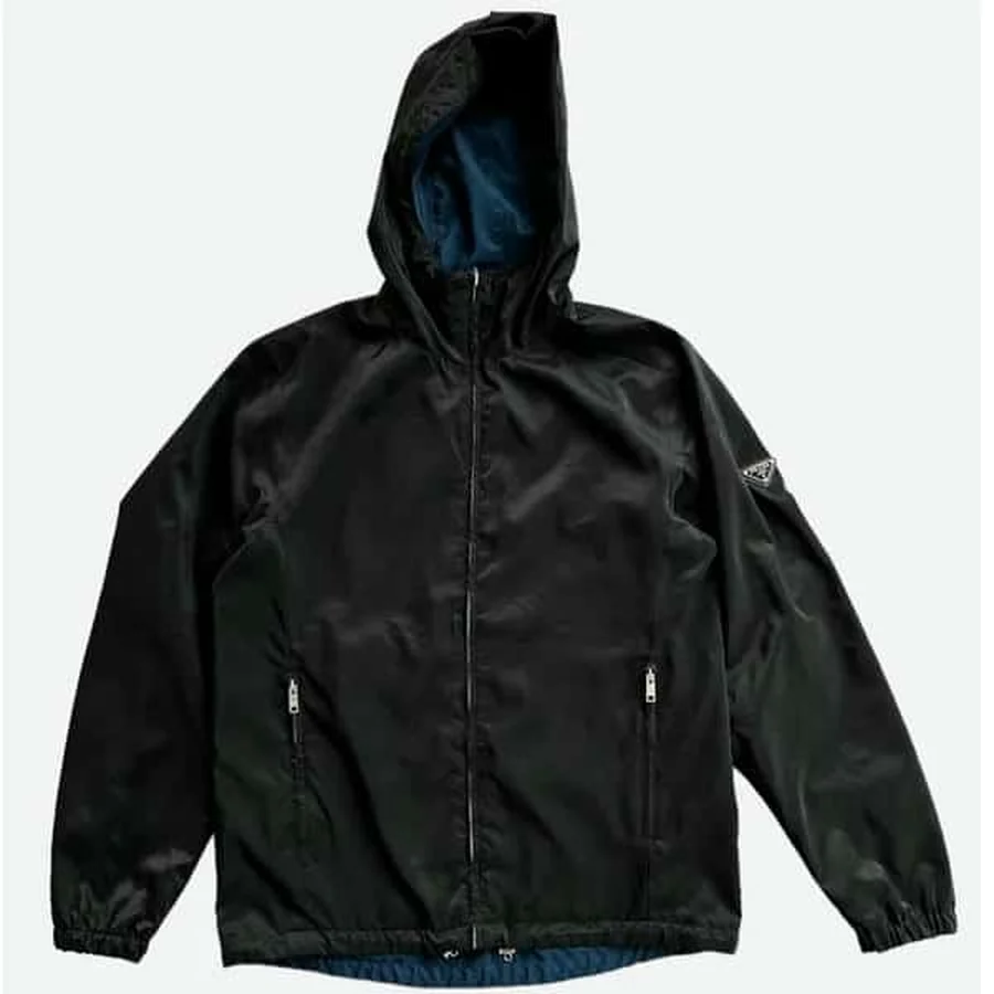 Prada Black Minimalist Hooded Windbreaker Jacket