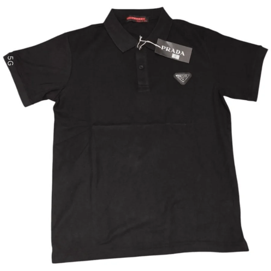 Prada Black Solid Polo With Logo Polo