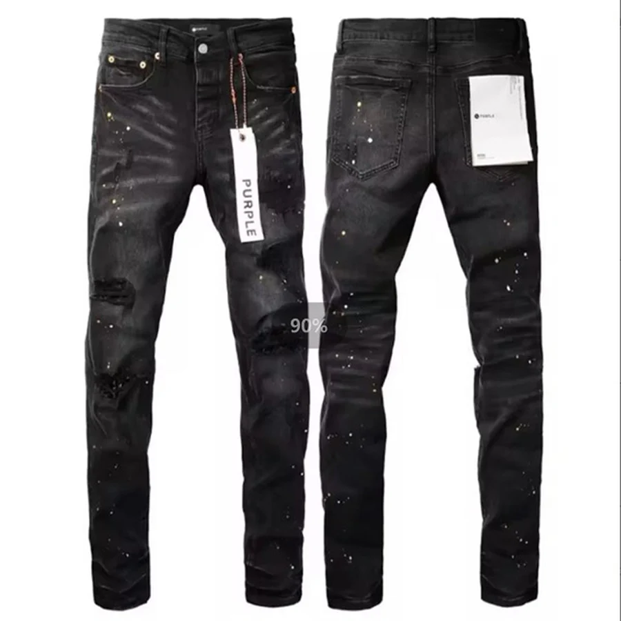Light Blue Distressed Jeans With Logo Jeans — Black
