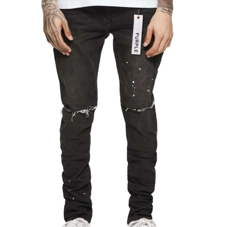 Light Blue Distressed Jeans With Logo Jeans — Black