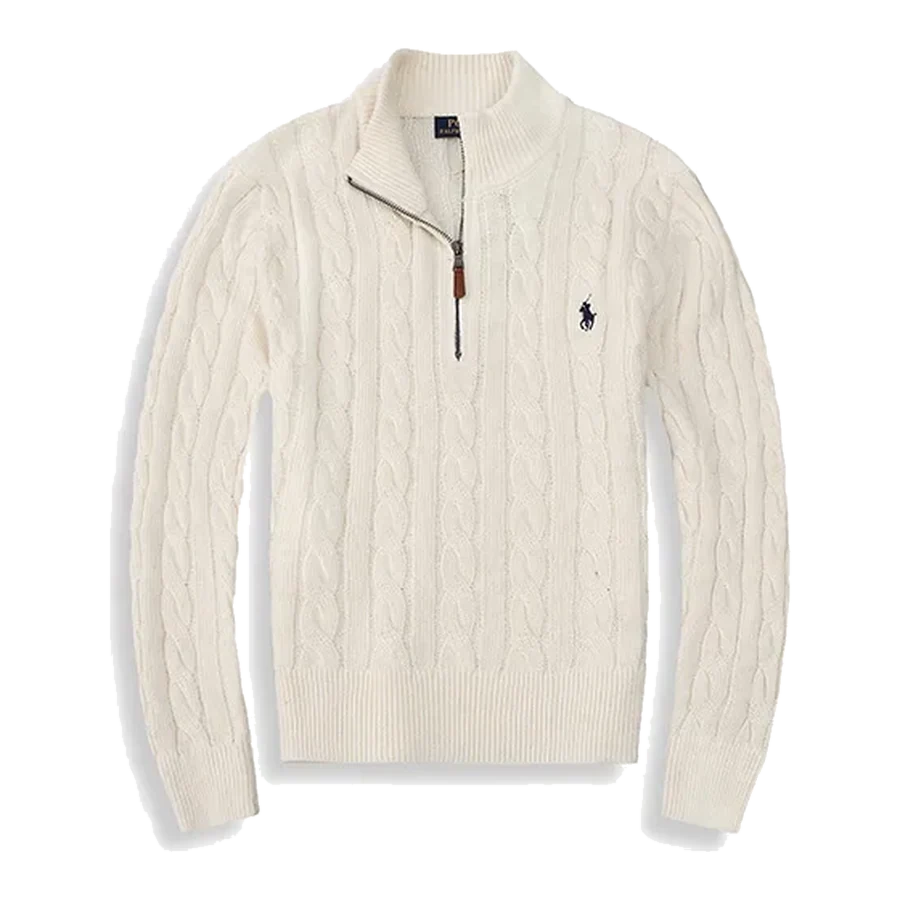 Ralph Lauren Cream Cable Knit Quarter Zip Sweater