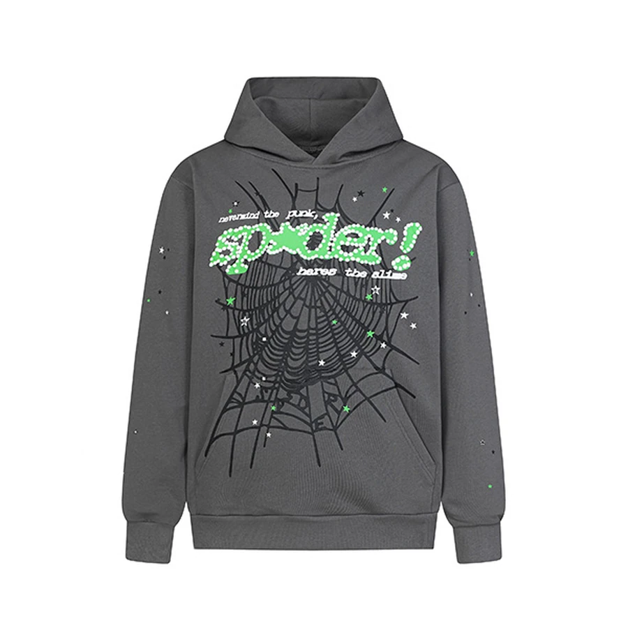 Grey Sp5der Web Print Hoodie